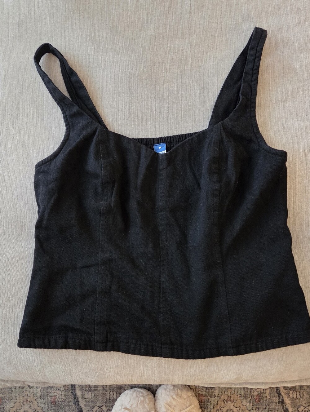 100% Cotton Old Navy Black Denim Tank Shirred Back